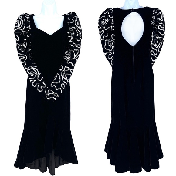 Dave & Johnny Dresses & Skirts - vintage velvet evening dress sequin 80s Dave &‎ Johnny